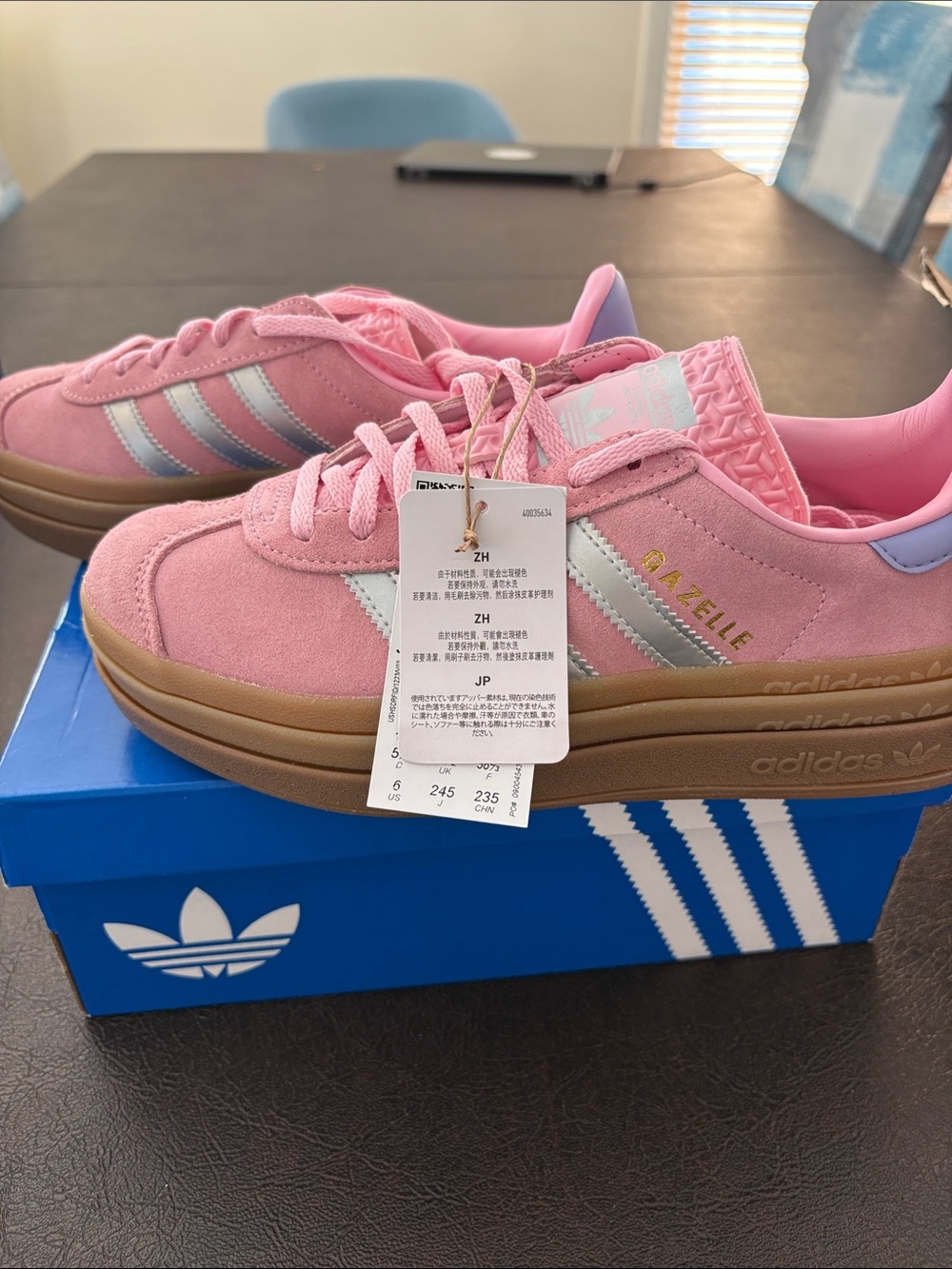 Adidas Gazelle Bold Platform Sneakers - Pink with Gum Sole 6Y/7.5W - Picture 3 of 9